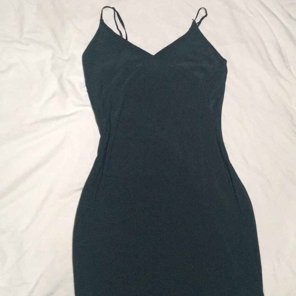 army green knee length dress